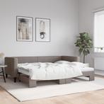 vidaXL Slaapbank met onderschuifbed 90x200 cm stof taupe, 90 cm, Eenpersoons, Verzenden, Nieuw