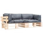 vidaXL 2-delige Tuinbankenset pallet met grijze kussens, Verzenden, Nieuw