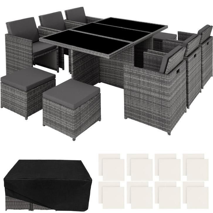 Wicker zitgroep New York 6+4+1 met aluminium frame en besche, Tuin en Terras, Tuinsets en Loungesets, Verzenden