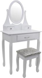 Stijlvolle witte kaptafel met spiegel en kruk - Complete set, Huis en Inrichting, Tafels | Kaptafels, 100 tot 150 cm, Nieuw, Modern