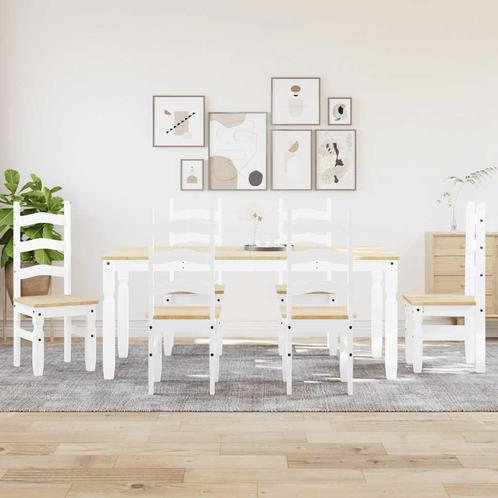 vidaXL 7-delige Eethoek Panama massief grenenhout wit, Huis en Inrichting, Complete eetkamers, Nieuw, Verzenden