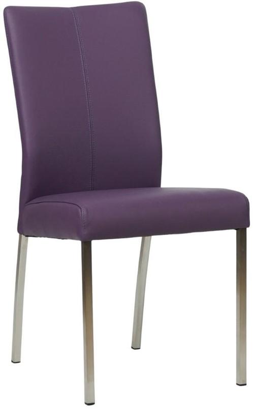 Paarse leren moderne eetkamerstoel - poot vierkant rvs - Tol, Huis en Inrichting, Stoelen, Eén, Nieuw, Leer, Ophalen of Verzenden