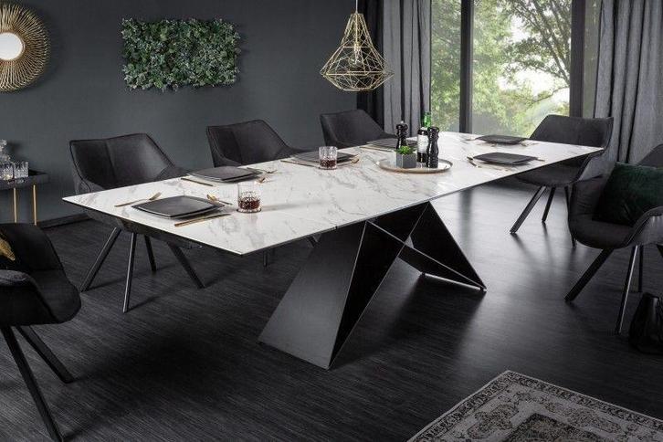 Uitschuifbare eettafel PROMETHEUS 180-220-260cm wit marmer, Huis en Inrichting, Tafels | Eettafels, Ophalen of Verzenden