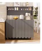 Grijs Keukendressoir 151cm – Open Planken & Gouden Poten, Huis en Inrichting, Verzenden, Nieuw