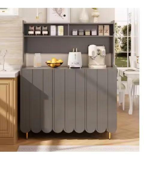 Grijs Keukendressoir 151cm – Open Planken & Gouden Poten, Huis en Inrichting, Keuken | Keukenelementen, Nieuw, Verzenden