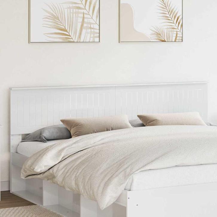 vidaXL Hoofdbord met hoofdeinde Glanzend Wit 200 cm Bewerkt, Huis en Inrichting, Slaapkamer | Bedden, Wit, Nieuw, Hout, Verzenden
