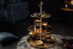 Design taartplateau ABSTRACT 48cm goud met drie niveaus -, Huis en Inrichting, Woonaccessoires | Vazen, Ophalen of Verzenden, Nieuw