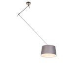 Hanglamp staal met linnen kap donkergrijs 35 cm - Blitz, Huis en Inrichting, Lampen | Hanglampen, Nieuw, Overige materialen, Modern