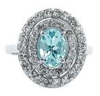 Ring Platina Aquamarijn - Diamant, Sieraden, Tassen en Uiterlijk, Ringen, Nieuw