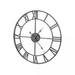 Ruhhy Retro Wandklok - 47.5 cm - Romeinse Cijfers - Zwart, Ophalen of Verzenden, Nieuw