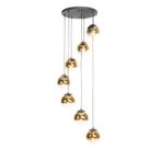 Smart hanglamp zwart met goud glas 7-lichts incl. 7 Wifi, Huis en Inrichting, Lampen | Hanglampen, Nieuw, Glas, Art Deco, 75 cm of meer