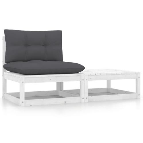 2-delige Loungeset | Tweedekansje! Massief Hout, Wit, Tuin en Terras, Tuinsets en Loungesets, Nieuw, Hout, Loungeset, Ophalen of Verzenden