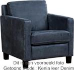 Taupe leren landelijke fauteuils - poot hout zwart - Massif, Huis en Inrichting, Fauteuils, Nieuw, Ophalen of Verzenden, Landelijk