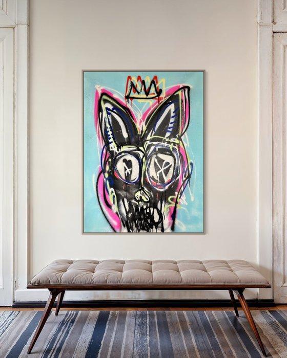 Timo Wedell - Aggro Rabbit Like Basquiat - XL, Antiek en Kunst, Kunst | Schilderijen | Modern