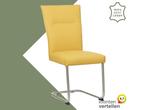 Leren eetkamerstoel Retro - Toledo Giallo (geel) -, Huis en Inrichting, Stoelen, Overige kleuren, Nieuw, Leer, Ophalen of Verzenden