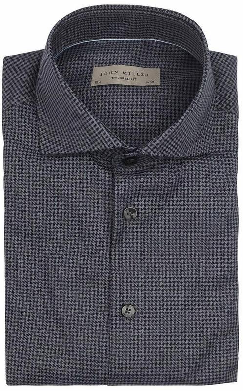 John Miller Overhemd Vichy Ruiten Antraciet maat 40 Heren, Kleding | Heren, Overhemden, Grijs, Nieuw, Verzenden