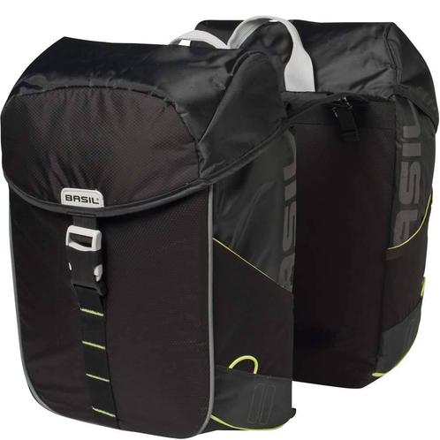 Basil Dubbele Fietstas Miles black lime, Fietsen en Brommers, Fietsaccessoires | Fietstassen, Nieuw, Verzenden