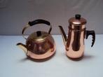 Cafetière et bouilloire française vintage en cuivre avec, Antiek en Kunst