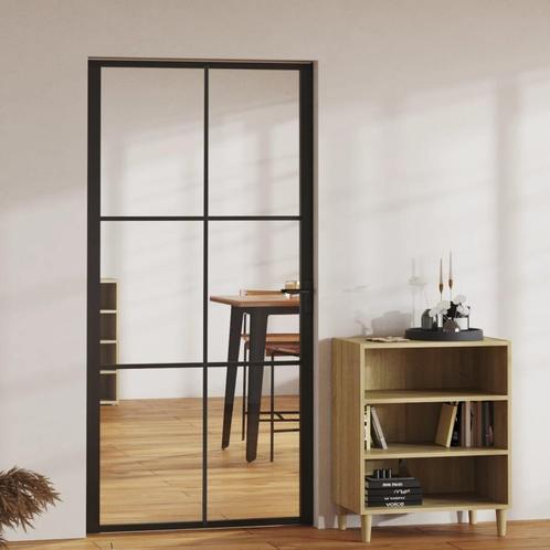vidaXL Binnendeur 102,5x201,5 cm ESG-glas en aluminium zwart, Doe-het-zelf en Verbouw, Deuren en Horren, Nieuw, Verzenden