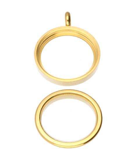 RVS gouden medaillon rond glad 28 mm. ketting hanger - edels, Sieraden, Tassen en Uiterlijk, Kettinghangers, Nieuw, Verzenden