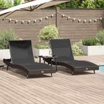 vidaXL Ligstoel 3 pcs Bruin 197 x 70 x 82 cm poly rattan, Tuin en Terras, Ligbedden, Verzenden, Nieuw