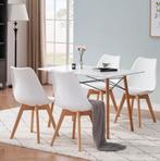 Set van 4 of 6 Scandinavische Stoelen Wit - Hout / PU-leer, Huis en Inrichting, Stoelen, Verzenden, Wit, Nieuw, Vier