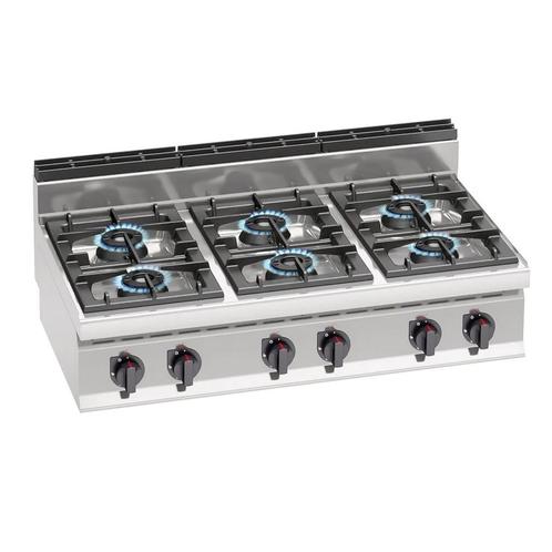 GGM Gastro | Gasfornuis - 42 kW - 6-pits - Hoogwaardig model, Witgoed en Apparatuur, Fornuizen, Inbouw, Verzenden