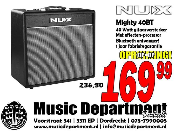 NUX Mighty 40 Bluetooth Gitaarversterker met Effecten, Muziek en Instrumenten, Versterkers | Bas en Gitaar, Gitaar, Minder dan 50 watt