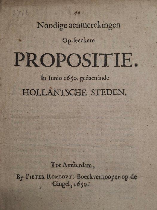 [machtsgreep van stadhouder Willem II] - Aenmerckingen op, Antiek en Kunst, Antiek | Boeken en Bijbels