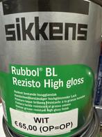 SIKKENS RUBBOL BL Rezisto high gloss - wit - 2,5 liter, Wit, Nieuw, Ophalen of Verzenden, Verf