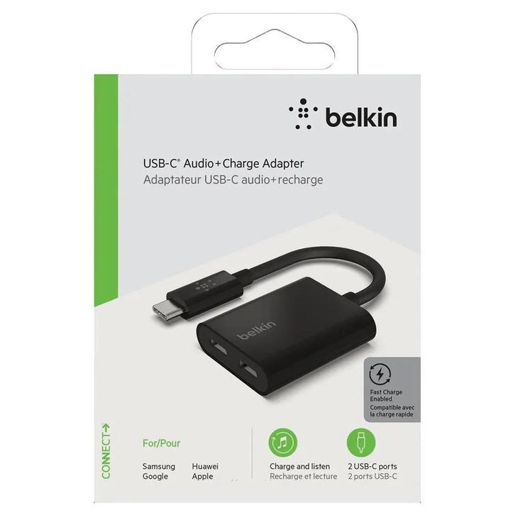 Belkin CONNECT USB-C-audio- en oplaadadapter - oplader, Audio, Tv en Foto, Converters, Nieuw