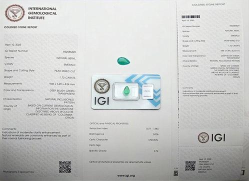 Zonder Minimumprijs - 1 pcs Groen Smaragd - 1.72 ct -, Sieraden, Tassen en Uiterlijk, Edelstenen