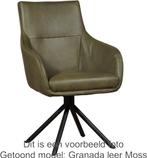 Set van 6 Groene leren industriële draaibare eetkamerstoelen, Nieuw, Leer, Ophalen of Verzenden, Vijf, Zes of meer stoelen