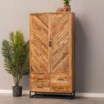Mangohouten Kast Sabia 100 2 Deuren 4 Lades, Huis en Inrichting, Kasten | Overige, Verzenden, Nieuw