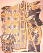 Sinterklaas in geel met staf (lijst optie, Lithos), Antiek en Kunst, Verzenden