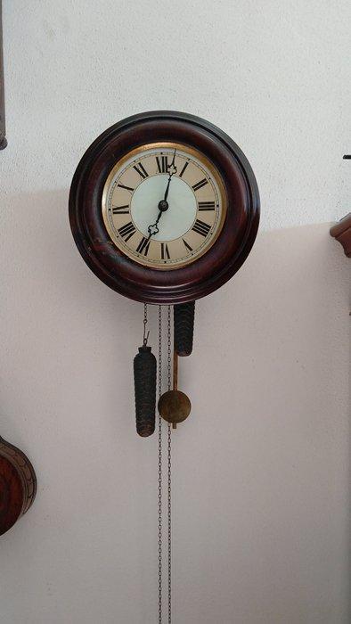 Schoolklok - Mahogany School wall clock or Postmans - Hout,, Antiek en Kunst, Antiek | Klokken