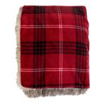 Plaid ruit faux fur rood 130x170cm, Verzenden, Nieuw