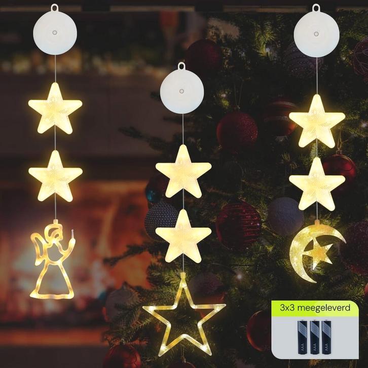 Kerstverlichting Raam Engel, Halve maan, Ster - 73-82cm -, Diversen, Kerst, Nieuw, Verzenden