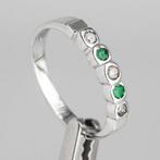 Ring - 18 karaat Witgoud Diamant  (Natuurlijk) - Smaragd
