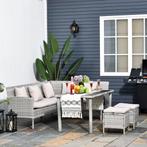 Tuinmeubelset – LuxeLife - Rieten design – Metaal - Grijs, Ophalen of Verzenden, Nieuw