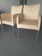 6 eetkamerstoelen wit leer leuning gebruikt Bert Plantagie, Huis en Inrichting, Gebruikt, Wit, Ophalen of Verzenden, Vijf, Zes of meer stoelen