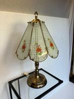 Tafellamp - Prachtige Vintage Messing Lamp met Bloemfiguren
