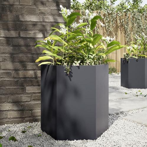 vidaXL Plantenbak zeshoek 46x40x45 cm staal antracietkleurig, Tuin en Terras, Bloembakken en Plantenbakken, Nieuw, Metaal, Verzenden