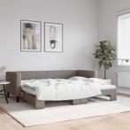 vidaXL Slaapbank met onderschuifbed 80x200 cm stof taupe, Huis en Inrichting, Eenpersoons, Verzenden, Nieuw, 80 cm