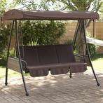 vidaXL Schommelbank met verstelbare luifel staal koffiebruin, Tuin en Terras, Tuinbanken, Verzenden, Nieuw, Metaal