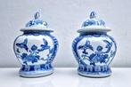 dekselvaas (2) -  Schitterende Set Blauwe Chinoiserie Vazen, Antiek en Kunst