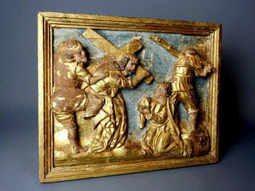 sculptuur, Kruisdraging Christus , circa 1700 - 0 cm - Hout, Antiek en Kunst, Antiek | Overige Antiek