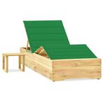 vidaXL Ligbed met tafeltje en kussen geïmpregneerd, Tuin en Terras, Verzenden, Nieuw