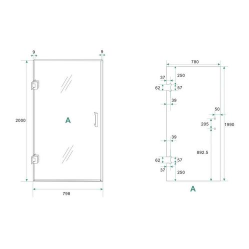 Glas Voor Nisdeur Wiesbaden Less 80x200 cm 8 mm Nano Helder, Doe-het-zelf en Verbouw, Sanitair, Ophalen of Verzenden