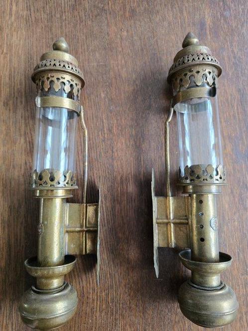 Kaars wandlamp (2) - Messing, Antiek en Kunst, Curiosa en Brocante